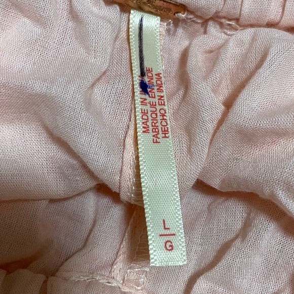 New Free Peoplel Emmaline Tiered Floral Wide Leg Pull-On Pants Peach Combo Sz L - Picture 12 of 16